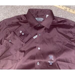 Kenneth Cole Reaction Slim Tall Easy Care Maroon Shirt 16.5-36/37 Mens XLT Prep